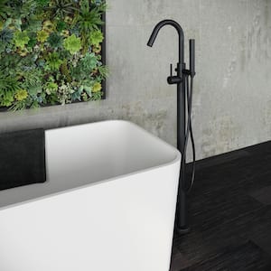 Modern Single-Handle Freestanding Tub Filler in Matte Black