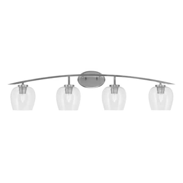 Unbranded Siena 40 in. 4-Light Graphite Vanity-Light Graphite with 6 in. Clear Bubble Glass Shades No Bulbs Included