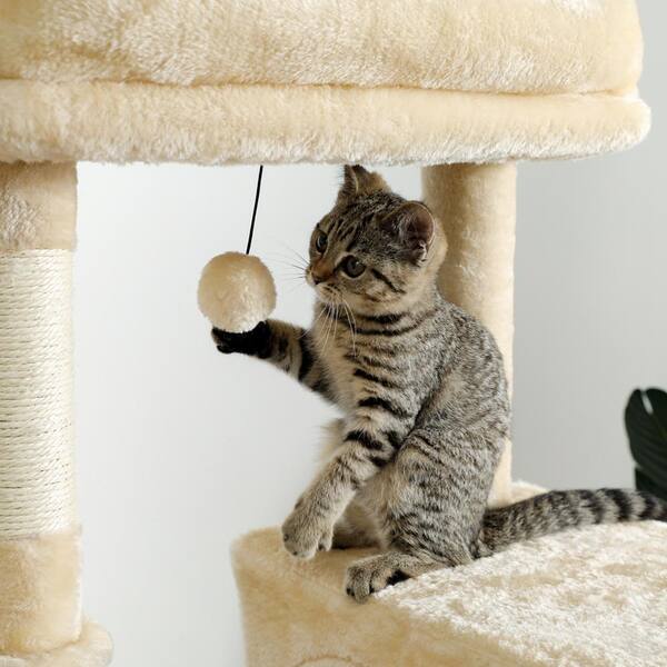 Interactive Cat Toy Rocking Activity Mat- Swing Playing Station with Sisal  Scratching Area, Hanging Toy, Rolling Ball for Cats and Kittens by PETMAKER