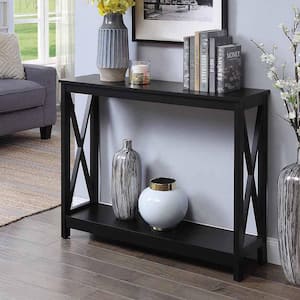 Oxford 40 in. Black Standard Rectangle Wood Console Table with Shelves