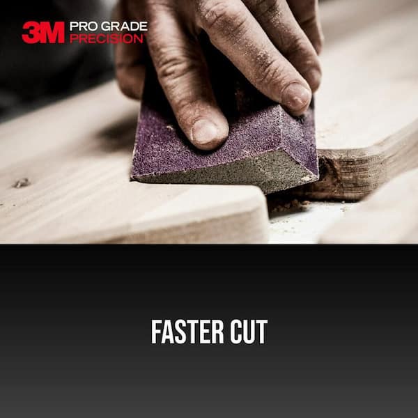 3M Pro Grade Precision 2.5 in. x 4.5 in. x 1 in. 60 Grit Faster Sanding, Sanding Block Sponge, (Case of 12)