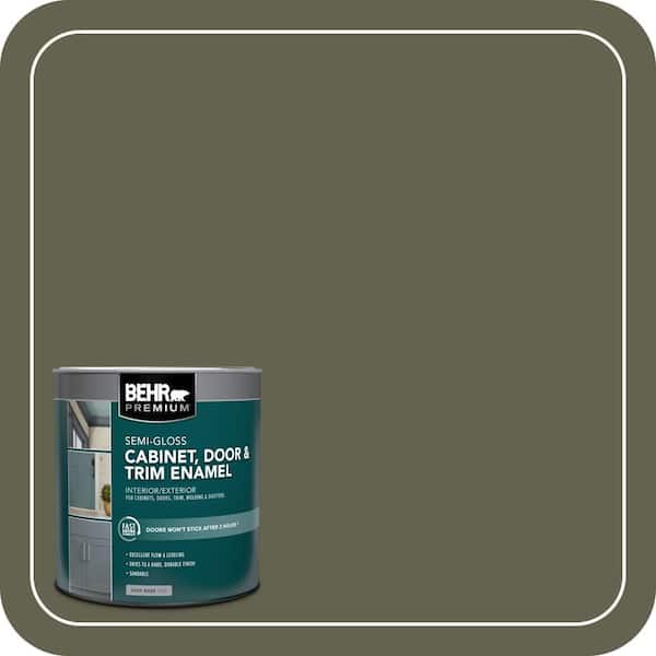 1 qt. #N350-7 Olive Semi-Gloss Enamel Interior/Exterior Cabinet, Door & Trim Paint