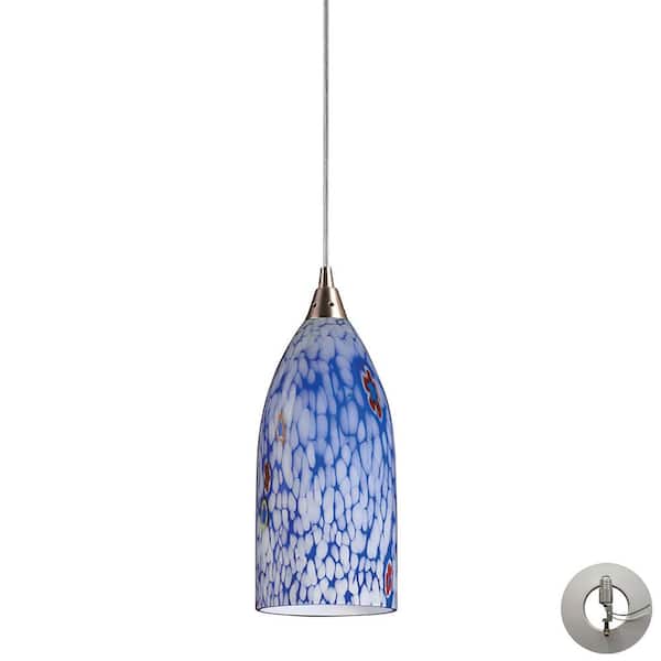 Titan Lighting Vina 1-Light Satin Nickel Mini Pendant Light with Glass Shade