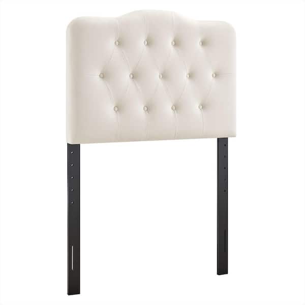 Annabel Performance Velvet Adjustable Twin Headboard in Alabaster