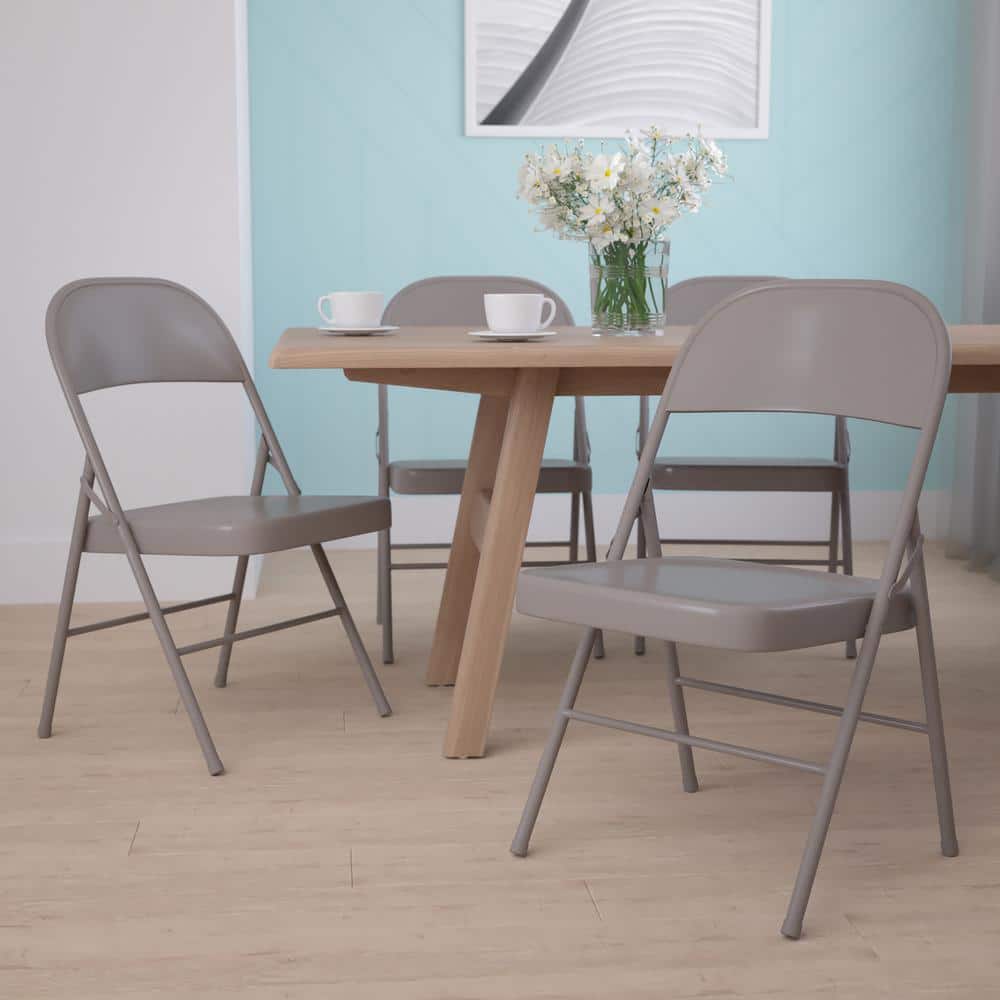 Beige Metal Outdoor Safe Folding Chair