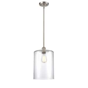 Cobbleskill 1-Light Brushed Satin Nickel Shaded Pendant Light with Clear Glass Shade