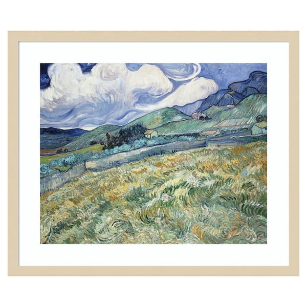 Amanti Art Van Gogh Landscapes with Clouds II by Vincent van Gogh 25 in. W x 21 in. H. Wood Framed Wall Art Print Framed in Brown