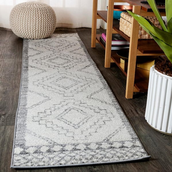 JONATHAN Y Amir Moroccan Beni Souk Cream/Gray 2 ft. x 14 ft. Runner Rug