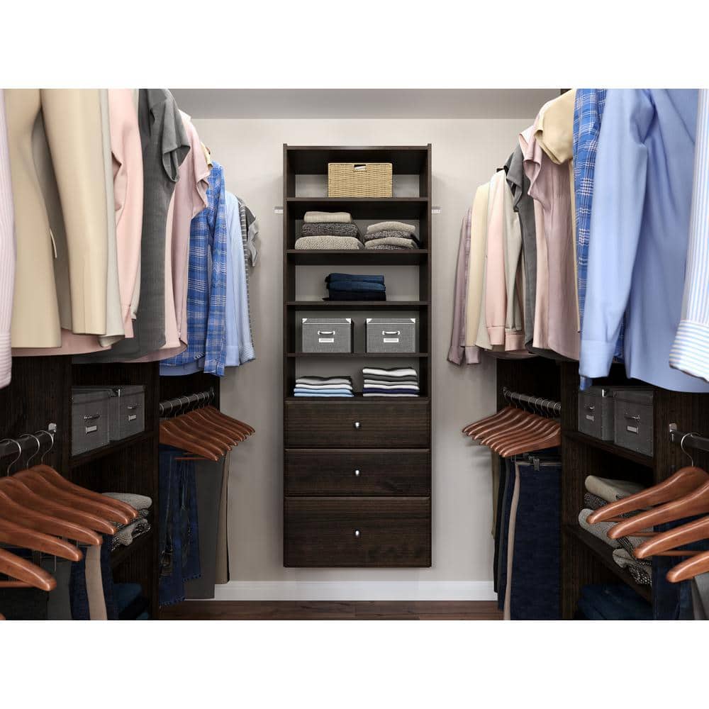 Truffle Brown 24-Inch Adjustable Laminate Closet Shelves