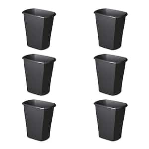 10 Gal. Black Ultra Plastic Wastebasket Plastic Household Trash Can (6-Pack)