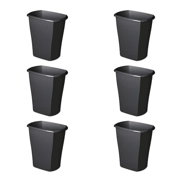 Sterilite 10 Gal. Black Ultra Plastic Wastebasket Plastic Household Trash Can (6-Pack)