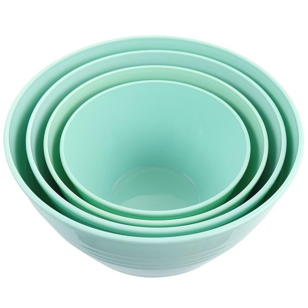 Aqua Plastic Nesting Food Storage Bowl Set with Lids