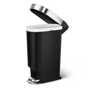 40 Liter Slim Kitchen Step Trash Can, Black Plastic