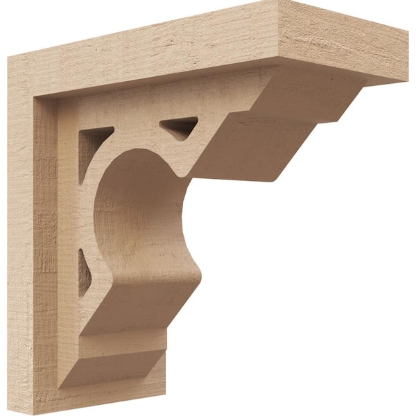 Ekena Millwork 3 in. x 6 in. x 6 in. Series 1 Classic Sheridan Rough Cedar Woodgrain Timberthane Polyurethane Corbel, Primed Tan