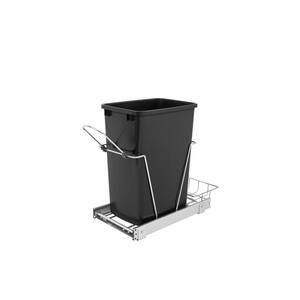 10.62 in. W x 19.25 in. H x 22 in. D Single 35 Qt. Pull-Out Waste Container with Rear Basket Black and Chrome