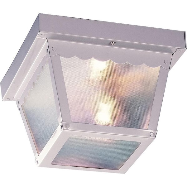 Volume Lighting 1-Light Outdoor White Flush Mount Ceiling Fixture