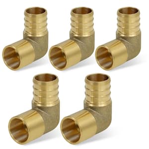 1/2 in. Brass Female Sweat x 3/4 in. Pex Barb 90-Degree Elbow Pipe Fitting (5-Pack)