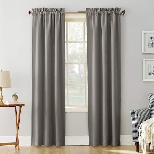 Sun Zero Gavin Energy Saving Gray Polyester 40 in. W x 63 in. L Rod Pocket Blackout Curtain (Single Panel)