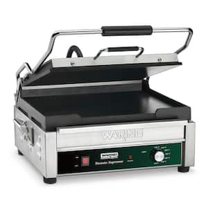 Full-Sized 14 in. x 14 in. Flat Panini Grill Silver 120-Volt 14 in. x 14 in. Cooking Surface