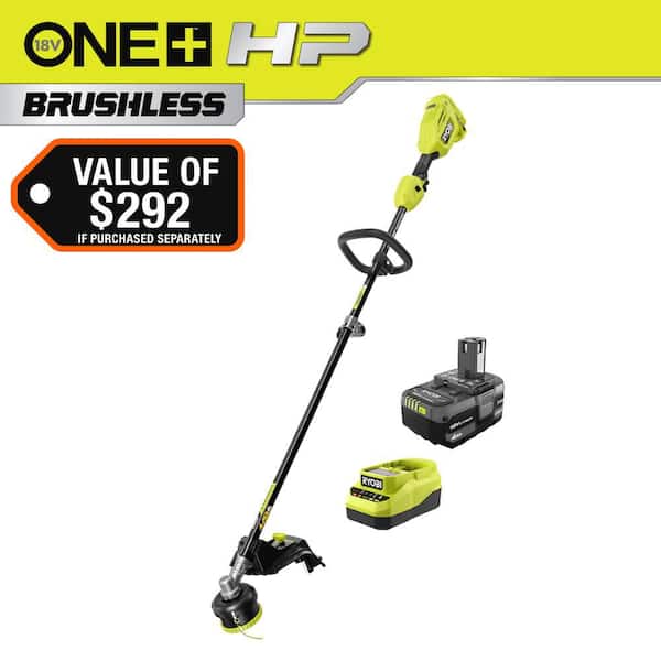 ONE+ HP 18V Brushless Whisper Series 15 in. Cordless Attachment Capable String Trimmer with 4.0 Ah Battery and Charger