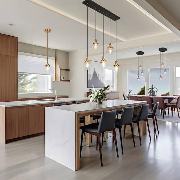 LNC Transitional 3-Light Black and Brass Cluster Chandelier