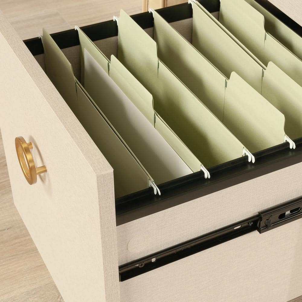 White Wood L-Shaped Corner Desk with Drawer and Filing Cabinet