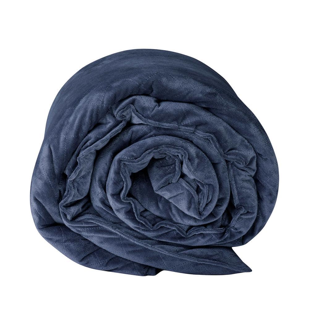 swift home Navy 60 in. x 80 in. 20 lbs. Weighted Blanket with Minky