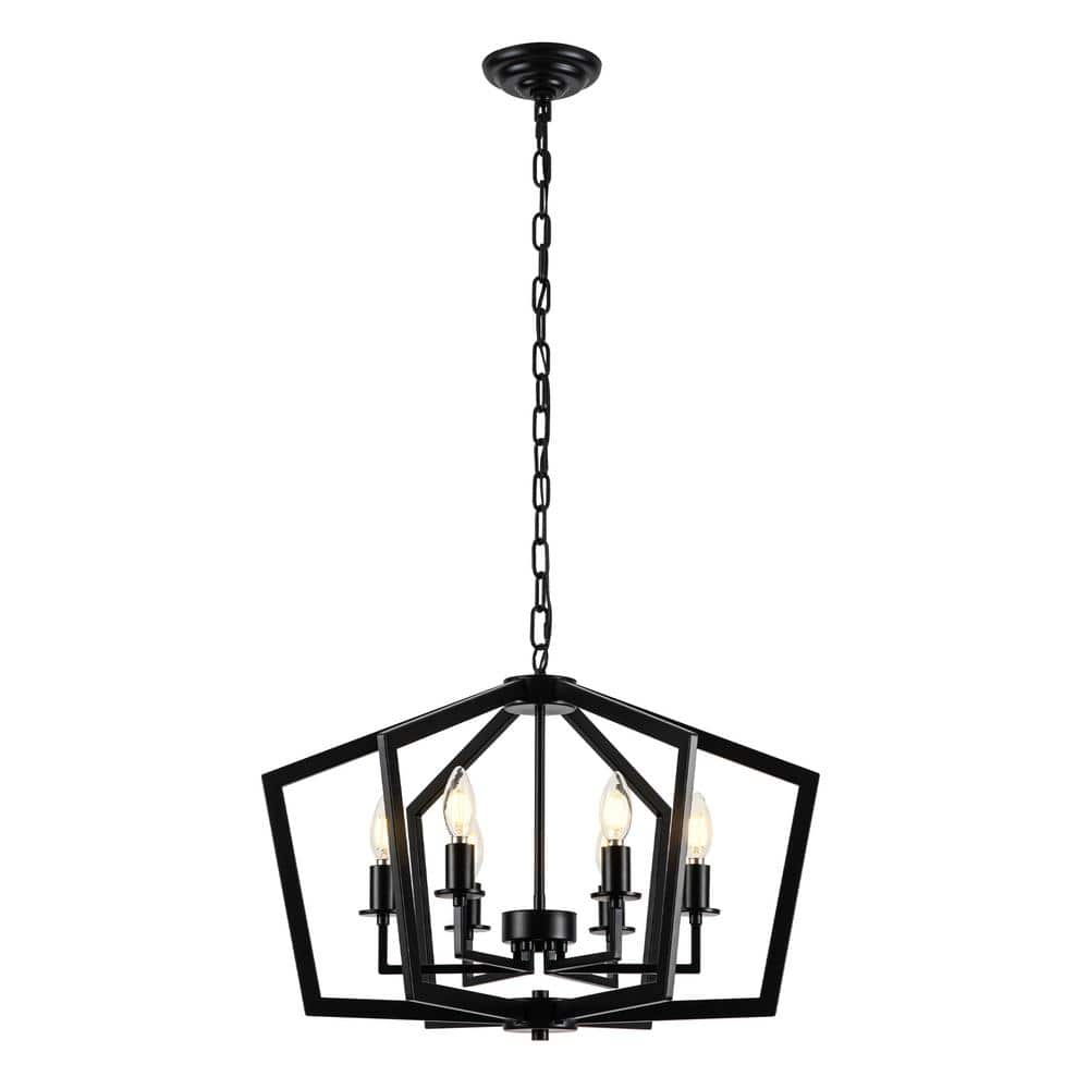 6-Light Dimmable Matte Black Geometric Chandelier for Kitchen Island, Living Room with no Bulbs Included price history on PriceWatchPro
