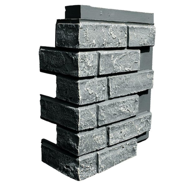 NextStone Brick Antique Gray 15.25 in. x 12 in. Faux Polyurethane Stone Siding Corner (4-Pack)