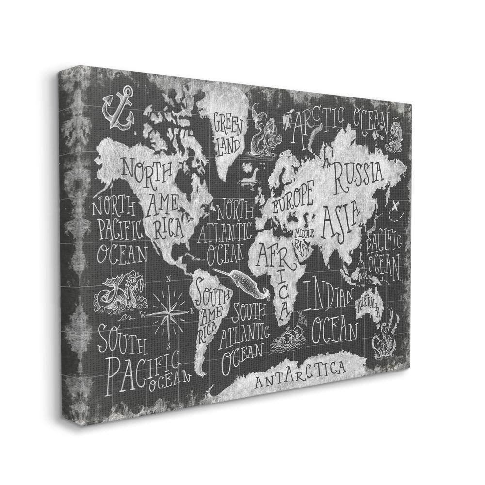 Children Mythical Creatures Black White Chalk Map by Mary Urban Unframed Print Abstract Wall Art 30 in. x 40 in. price history on PriceWatchPro