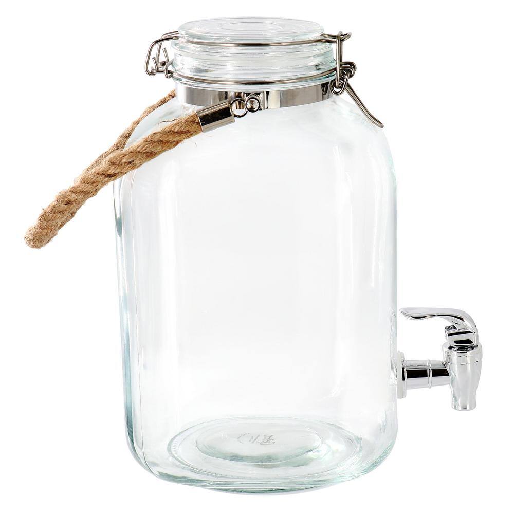 Ferris 1.3 Gallon Clear Glass Beverage Dispenser with Rope Handle