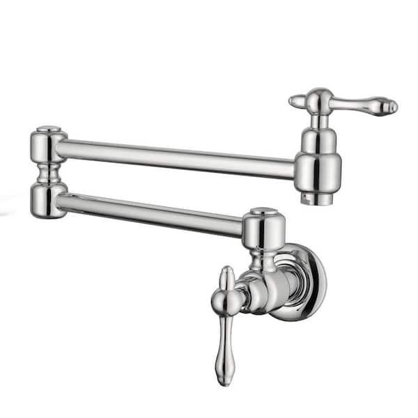 Deina 2-Handle Wall Mount Pot Filler in Polished Chrome