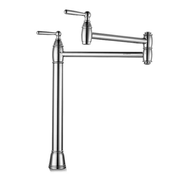 ALEASHA Deck Mount Pot Filler Faucet with Double-Handle in Chrome