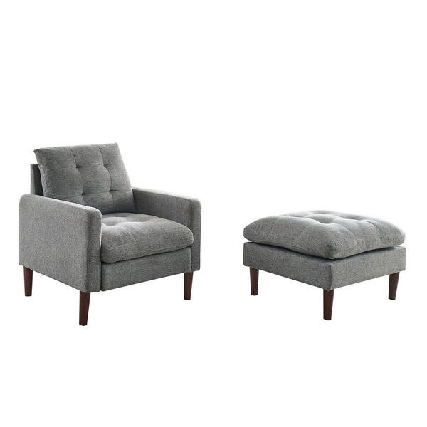 light gray accent chair with ottoman