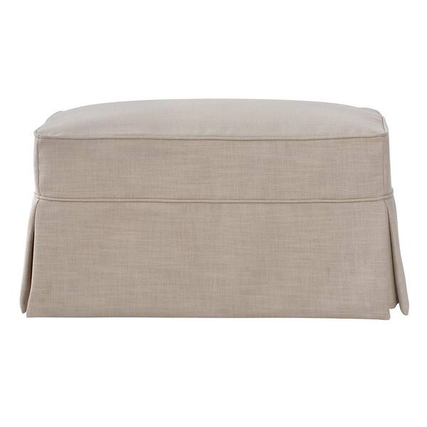 Home Decorators Collection Mayfair Linen Pearl Slipcovered Ottoman