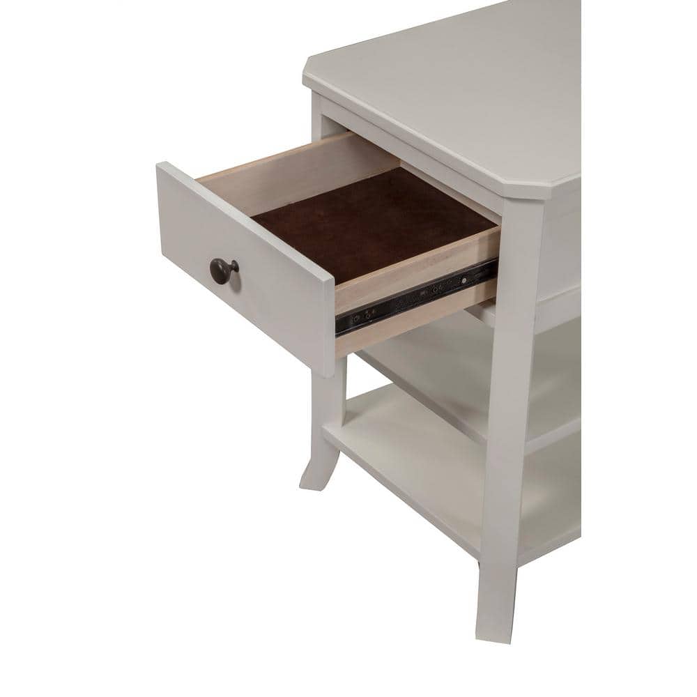 Transitional Alpine Baker 1-Drawer White Nightstand