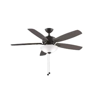 Aire Deluxe 52 in. Matte Greige Ceiling Fan with Weathered Wood Blades and LED Bowl Light Kit