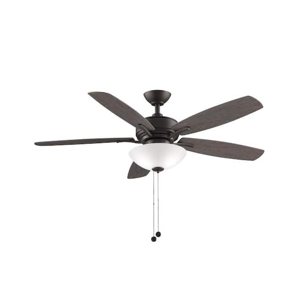 FANIMATION Aire Deluxe 52 in. Matte Greige Ceiling Fan with Weathered Wood Blades and LED Bowl Light Kit