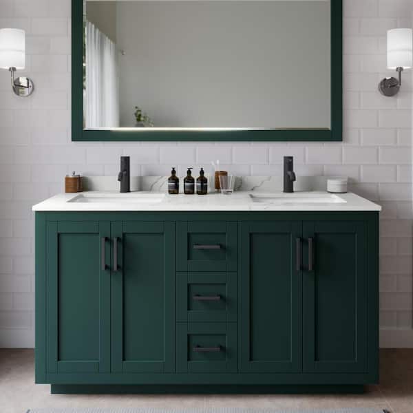Wyndham Collection Miranda 60 in. W x 22 in. D x 33.75 in. H Double Bath Vanity in Green with Giotto Quartz Top