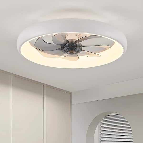 20 in. Modern Indoor White Low Profile Ceiling Fan with Lights Reversible Rotation and Remote Control