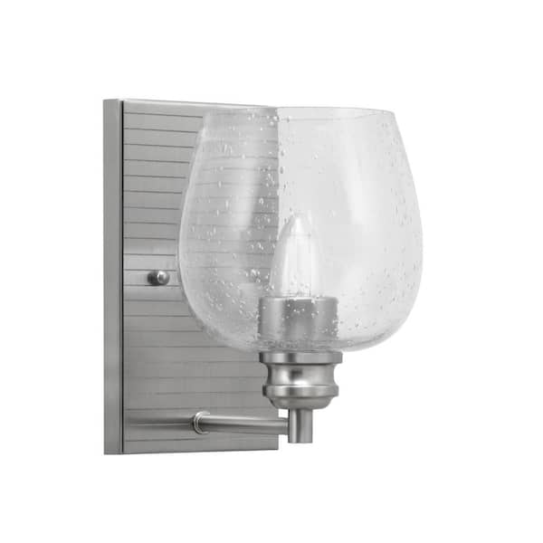 Unbranded Albany 1-Light Brushed Nickel 6 in. Wall Sconce with Clear Bubble Glass Shade