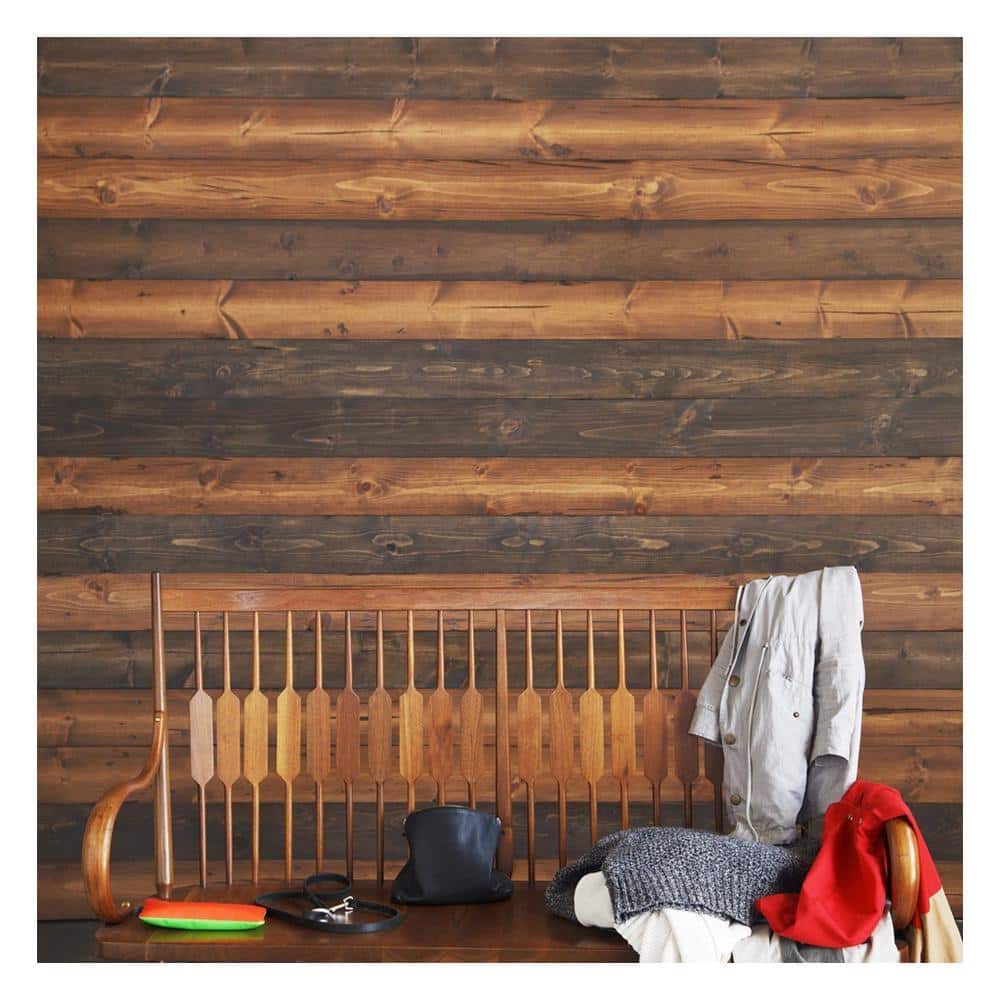 Mix Brown Distressed Pine Solid Wood Wall Panels