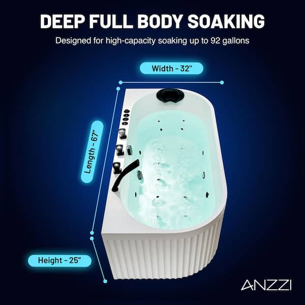 ANZZI Stone Belle 67 in. x 32 in. Flatbottom Freestanding