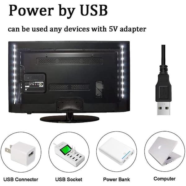 5V USB LED Strip Light White TV Backlight Lamp Self Adhesive Flexible Tape  Wire