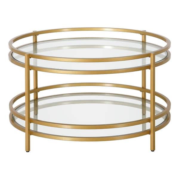 Meyer&Cross Robillard 32 in. Brass Glass Round Coffee Table
