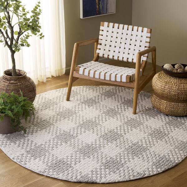 Natural Fiber Couture 6 ft. x 6 ft. Silver/Ivory Check Round Rug
