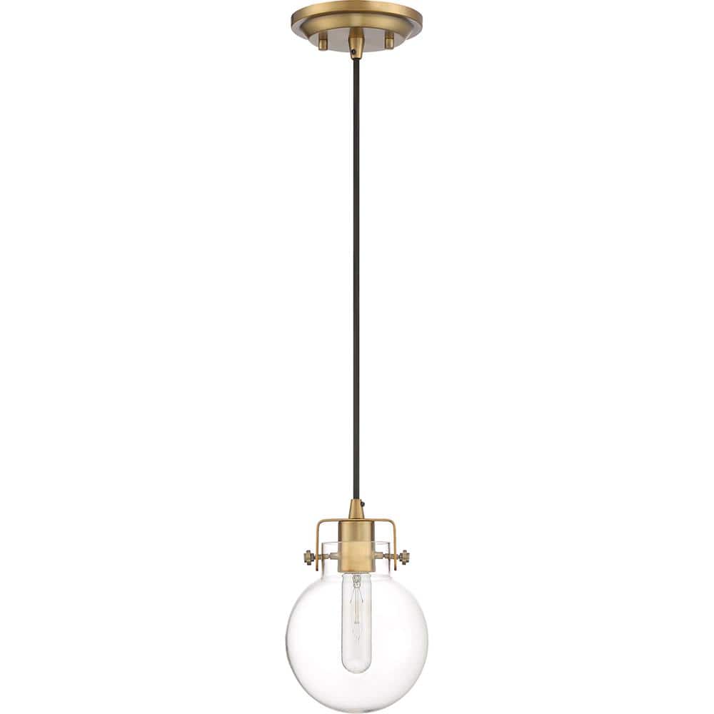 Weathered Brass Mini Pendant with Clear Glass Shade