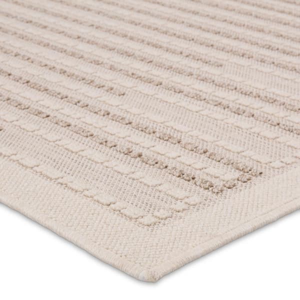 Vibe Theorem Taupe/Cream 3 ft. x 8 ft. Runner Striped Polypropylene Indoor/Outdoor Area Rug