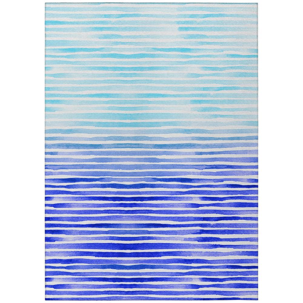 Surfside 10 ft. x 14 ft. Blue Geometric Indoor/Outdoor Area Rug