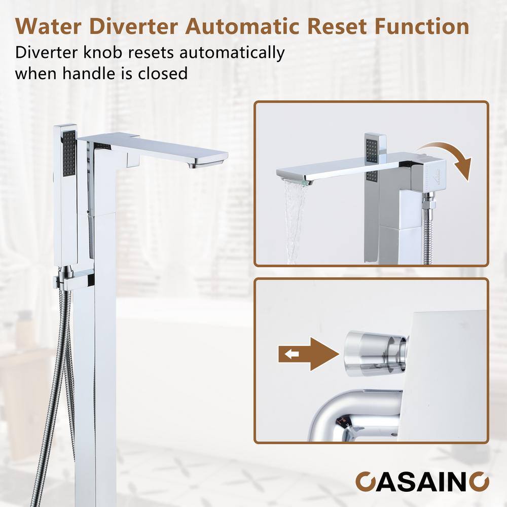 Chrome Plated Freestanding Bathtub Faucet with Hand Shower